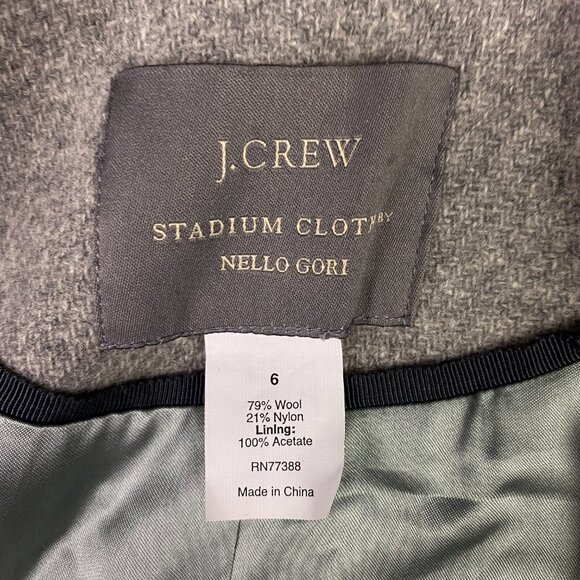 J. CREW Stadium Cloth Nello Gori Peacoat Women's 6 Gray Sasha Wool Blend - Picture 6 of 14